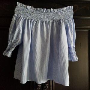 Off the shoulder pin stripe top